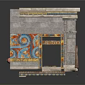 Ancient Egyptian Interior With Colorful Mural Walls Scattered Debris Clay Pots Baskets And Sunlight