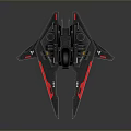 Sci Fi Black Aircraft Model With Red Accents And Streamlined Wings