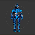 Blue Robot Character Design With Metallic Armor And Shiny Surface 3d model