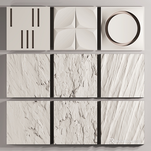 Angular Lines Modern Design With Textured Marble Panels And Geometric Surfaces 3d model 