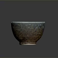 Hand Carved Ceramic Bowl Sculpture With Blue Brown Glaze And Textured Artistic Surface