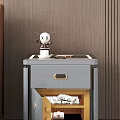 Modern Gray Bedside Table With Open Cabinet Door Drawer And Storage Space 3d model