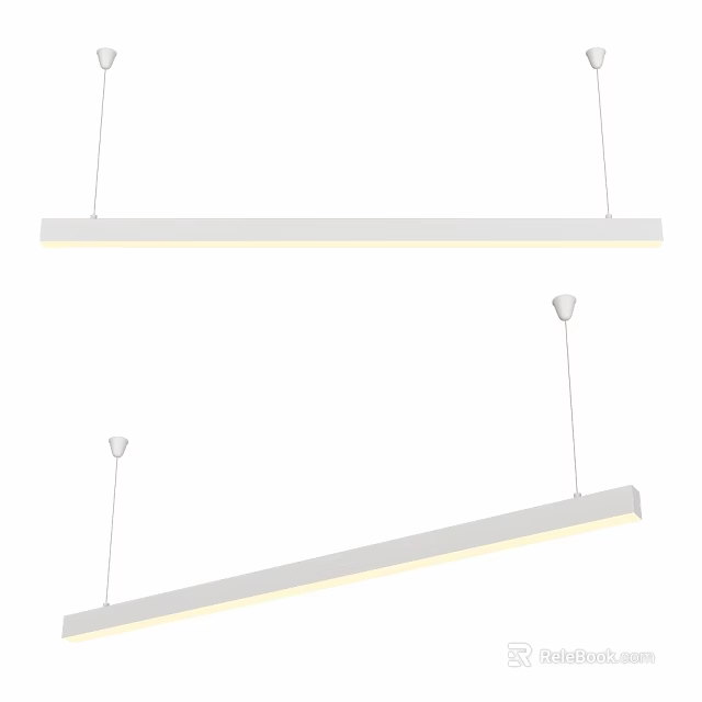 Modern Linear LED Ceiling Lights With Slim White Design And Pendant Mounting 3d model 