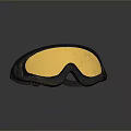 Black Frame Goggles With Gold Reflective Lenses On Colored Spot Base