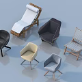 Modern Leisure Chairs Various Styles With Woven Rattan Leather And Wooden Frames