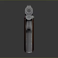 Classic Silver Metal Pistol With Wooden Grip And Gradient Background Reflection