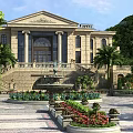 Luxury Classical Detached Villa with Grand Columns Central Fountain and Landscaped Courtyard
