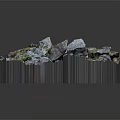 Natural Wood and Stone Decorative Pile with Mossy Rough Surface Texture