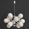Modern Contemporary Chandelier With White Spherical Bulbs And Metal Frame Design