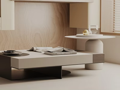 Modern Living Room Sofa and Coffee Table Set with Wooden Frame and Sleek Surface 3d model