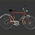 Red Bicycle with Black Seat Silver Wheels Classic Design Handlebars and Reflectors