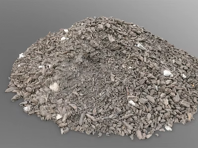 Gray Gravel Pile Featuring Coarse Stones Small White Pebbles And Loose Texture 3d model