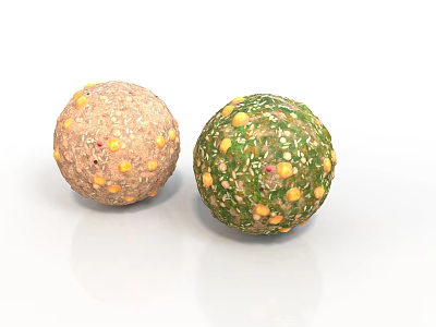 Two Colorful Healthy Grain Balls With Corn Seeds And Nutritious Ingredients 3d model