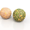 Two Colorful Healthy Grain Balls With Corn Seeds And Nutritious Ingredients