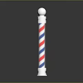 Red White Blue Striped Furniture Column With White Sphere Top And Silver Base