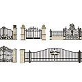 Elegant Wrought Iron Gates Featuring Stone Pillars And Intricate Decorative Designs
