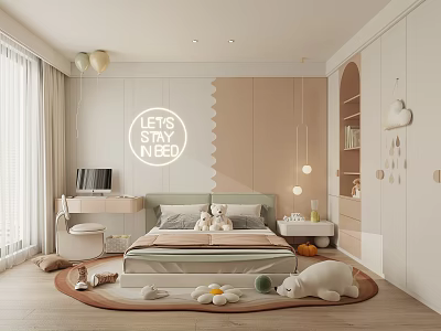 Cozy Kids Bedroom With Plush Toys And Playful Decor 3d model