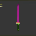 3D Rendered Fantasy Sword With Teal Blue Blade And Black Gold Hilt On Gray Background