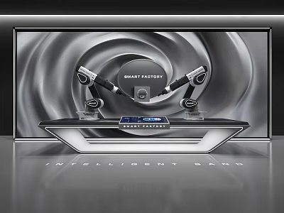 Smart Fashion Intelligent Showcase Shelves With Digital Screen And Mechanical Arms 3d model