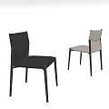 Modern Dining Chairs With Black And White Leather Upholstered Seats And Metal Legs