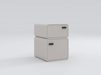 Modern Minimalist White Bedside Table With Two Drawers And Black Handles 3d model