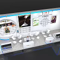 Haishida Exhibition Booth With White Blue Curved Design And Product Display Shelves