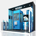 BIOTHERM Cosmetics Exhibition Display Shelves With Blue Stand And Product Bottles