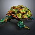 Colorful Turtle Sculpture With Shiny Shell And Turquoise Body Glossy Surface And Vibrant Hues