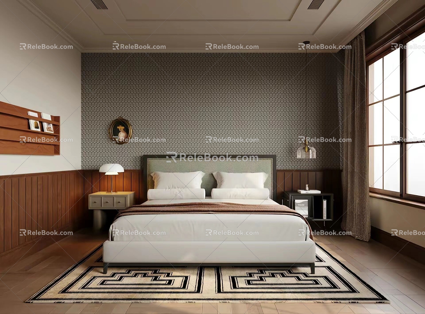 Modern Bedroom Mix and Match Villa Second Floor Overall Home Decoration 3d model