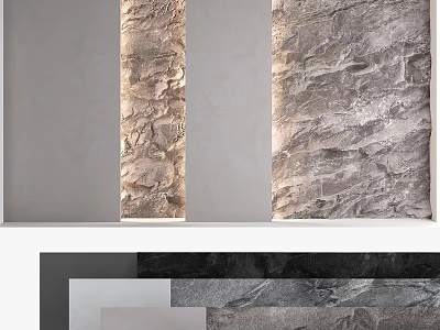 Textured Wall Decor Panels With Relief Design And Stone Like Surface 3d model