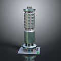 Modern High Rise Tower Building with Layered Circular Structure and Glass Facade Design 3d model
