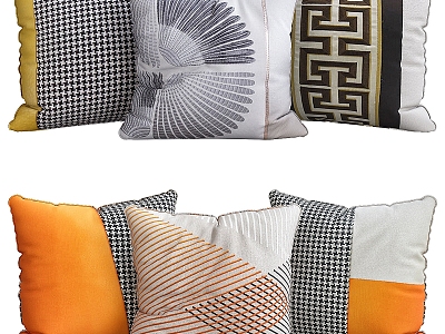 New Chinese Style Pillow Square Pillow Sofa Pillow Pattern Pillow 3d model