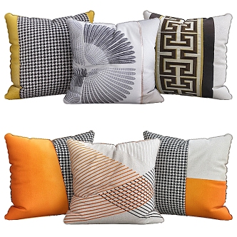 New Chinese Style Pillow Square Pillow Sofa Pillow Pattern Pillow 3d model