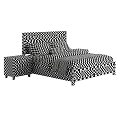 Rustic Wooden Bed Frame With Drawer Nightstands White Bedding And Black Blanket