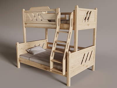 Children's Upper and Lower Bunk Double High and Low Bed All Solid Wood Children's Bed Protective Fence Upper and Lower Bed Mother Bed model