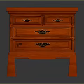 Red Wooden Cabinet With Multiple Drawers Classic Design Square Legs And Carved Details