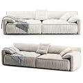 Light and Grey Two-Seater Sofa with Plush Cushions and Throw Blanket Options