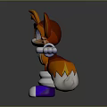 Anthropomorphic Fox Cartoon Character 3D Model With Orange Fur White Gloves And Purple Shoes