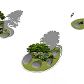 Plant Combination in Landscape Design With Trees Shrubs Stones and Irregular Shaped Green Spaces