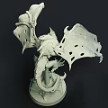 Dragon Shaped Fantasy Sculpture Carving With Detailed Wings And Claws On Round Base