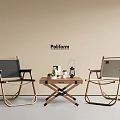 Casual Wooden Table and Chair Set with Gray Cushions and Decorative Items