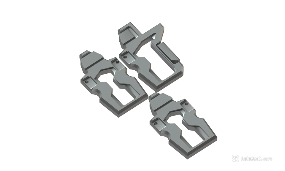 Three Gray Plastic Connector Parts For Mechanical Assemblies 3d model 