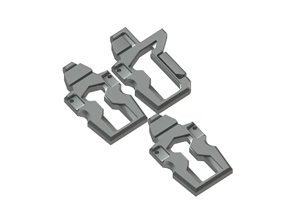 Three Gray Plastic Connector Parts For Mechanical Assemblies 3d model