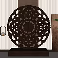 Wind solid wood carved partition 3d model