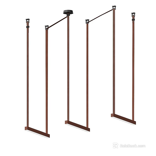 Modern Minimalist Metal Chandelier With Hanging Design And Sleek Structure For Interior Decor 3d model 