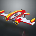 Bright Red Yellow Toy Airplane Model With White Wings And Black Wheels