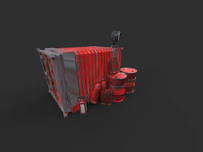 Industrial Plant Featuring Red Storage Drums And Metal Equipment Setup 3d model