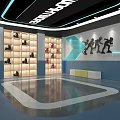 Modern Sports Shoe Specialty Store Interior With Altitude Sign Shelves And Seating Area