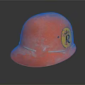 Red Safety Helmet With Yellow Badge Featuring Letter R On Dark Background
