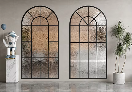 Modern floor-to-ceiling windows Curved floor-to-ceiling windows 3d model
